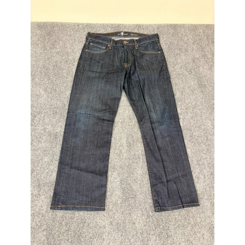 7 For All Mankind Carsen Jeans Mens Blue Relaxed Straight Stretch Denim Size 33